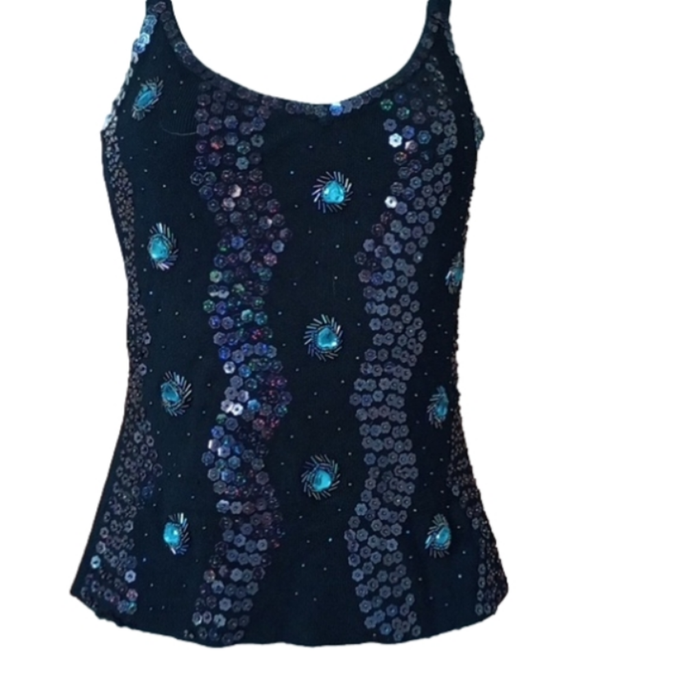 In Vein Skinny Cami with Sequins,Jewels and Beads Size S